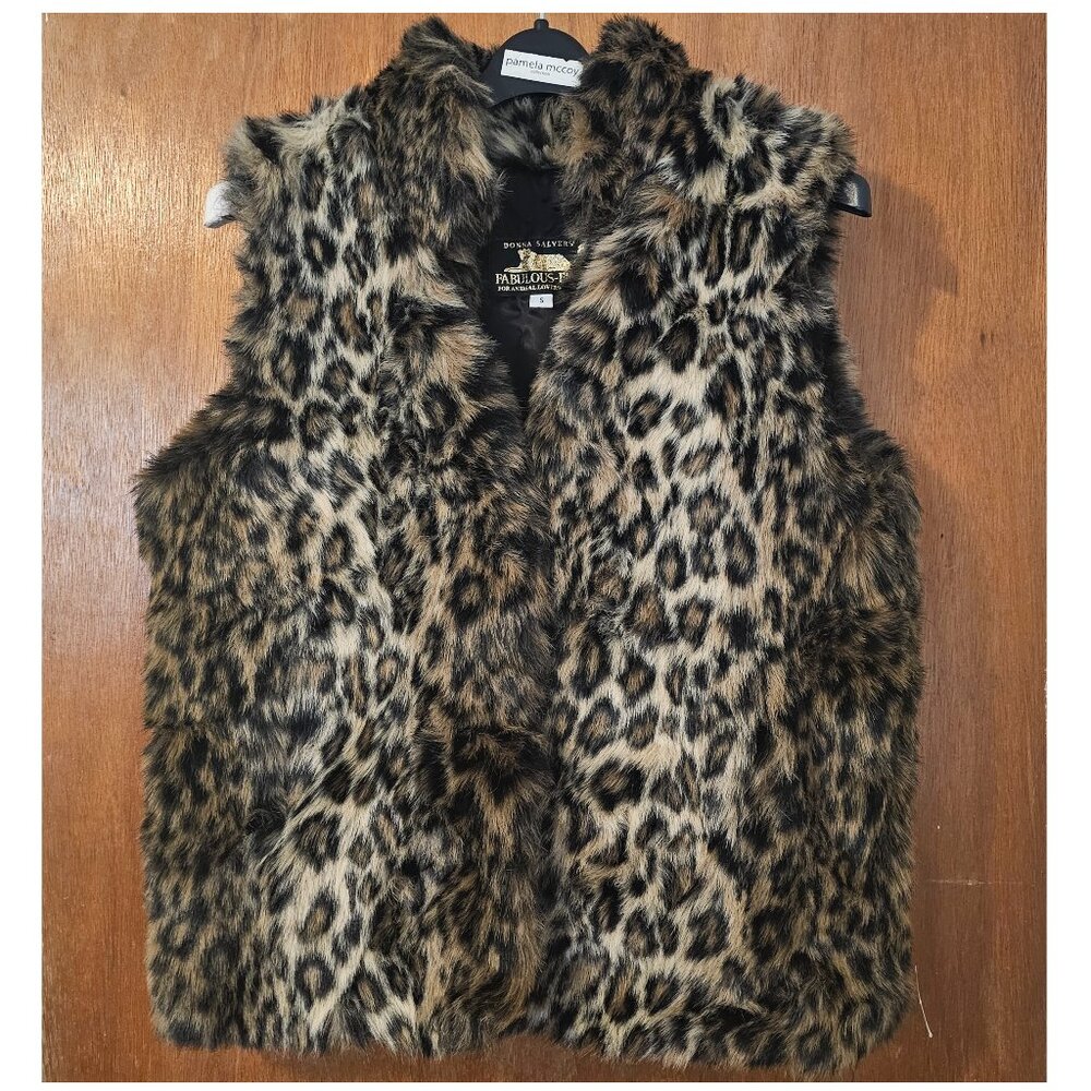 Vintage Donna Salyers Fabulous Furs S Clouded Leopard Faux Fur Vest Soft Rare